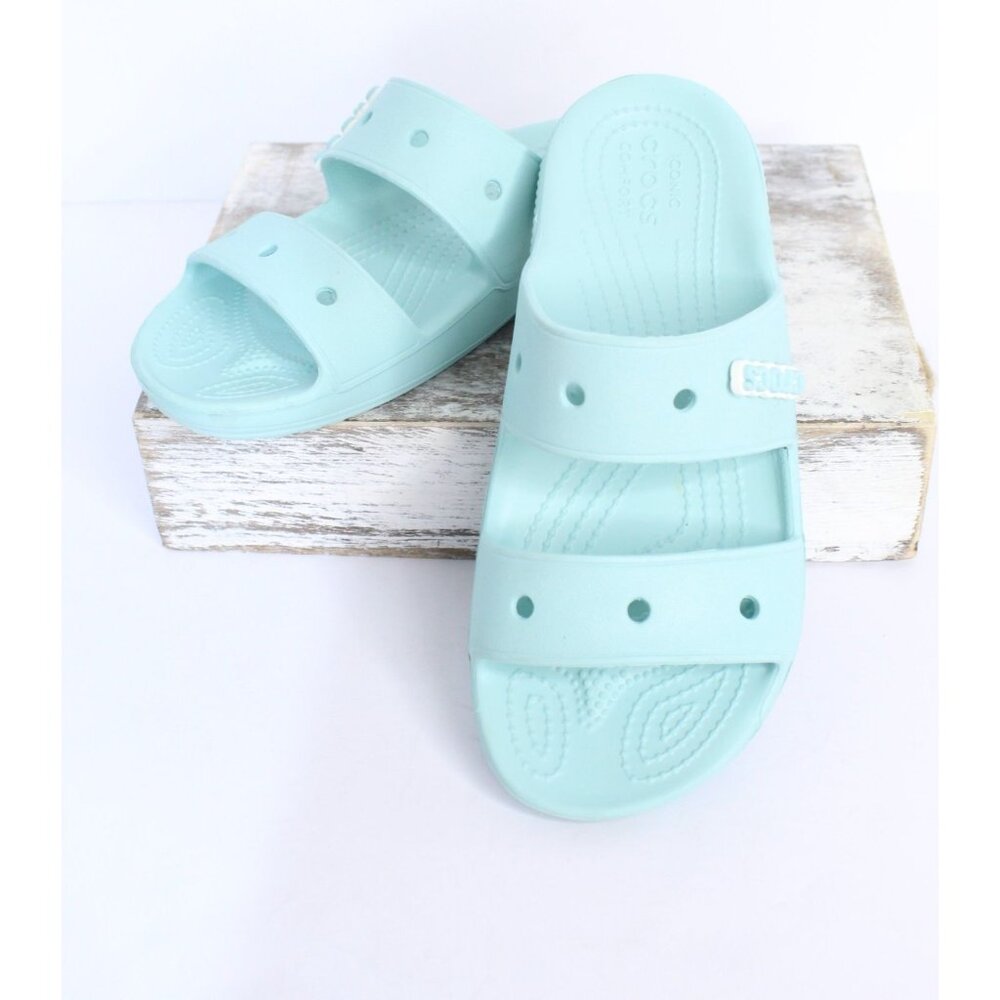 CROCS Women's Mint Green Dual Strap Slide Sandals